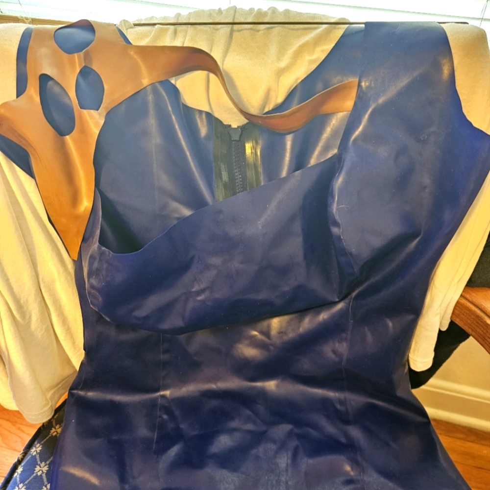 Handmade Steampunk Latex Top blue/copper